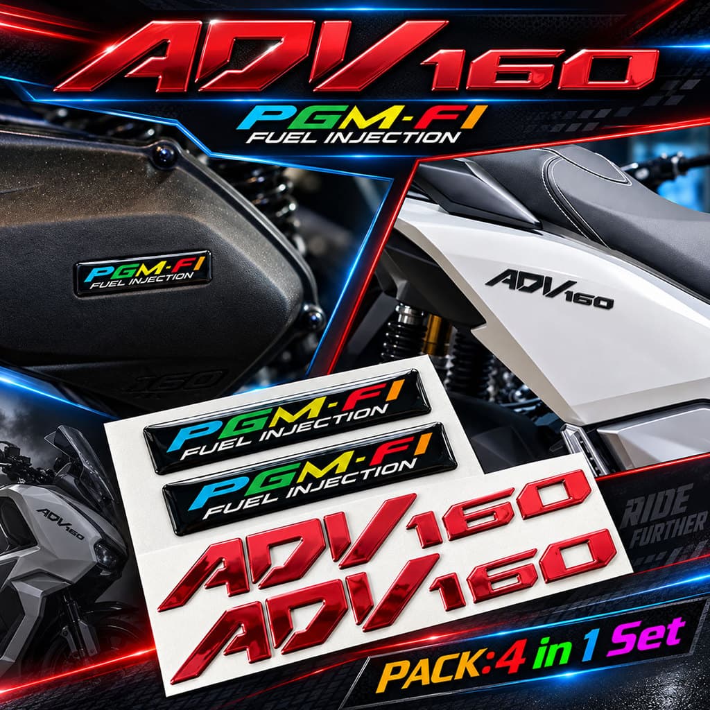 3D Domed เจลสติกเกอร์สําหรับ Honda ADV160 ADV 160 PGM‐FI การใช้ฉีดยางนุ่มสัญลักษณ์สกู๊ตเตอร์ Body Decal อุปกรณ์เสริมสติกเกอร์รถจักรยานยนต์ decals