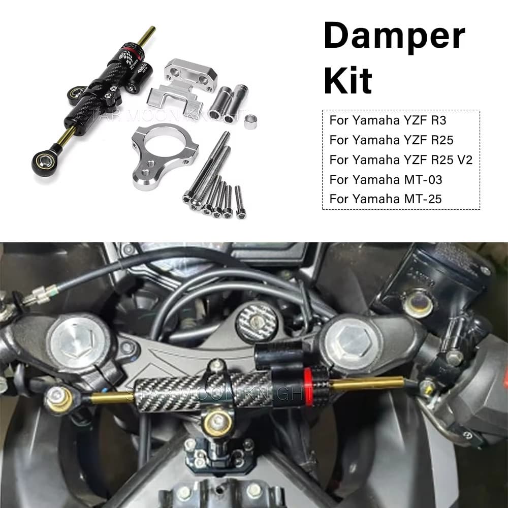 Damper Bracket Kit สําหรับ Yamaha YZF-R3 YZF R25 R3 YZF R3 MT-03 MT-25 2013 2014 รถจักรยานยนต์พวงมาลัย Shock Mount อุปกรณ์เสริม