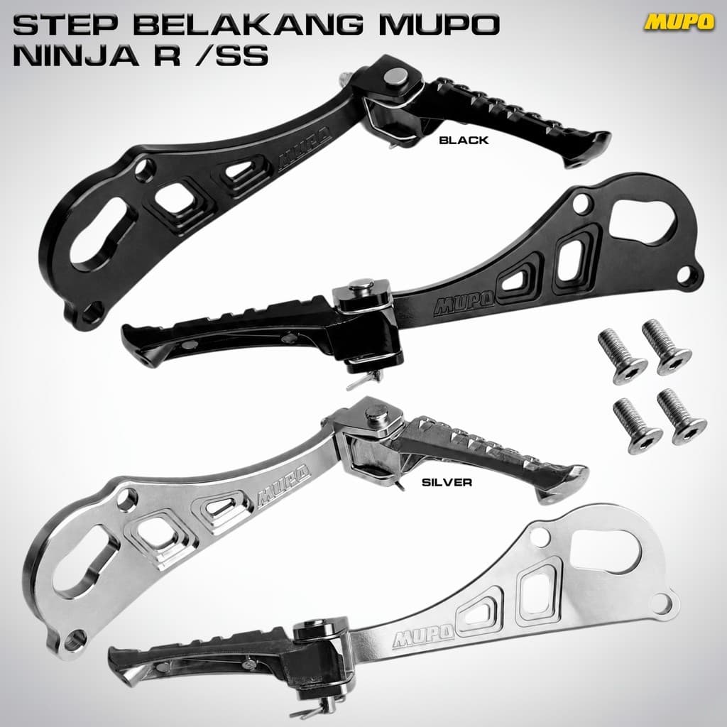 Footstep Bostep Ninja R ประเภทไอเสีย Cobra Non Single MUPO CNC ชุดขวาซ้ายด้านหลัง Postep FOOTSTEP REAR STEP DND NINJA 150 R SS NINJA RR ORGINAL KOBRA EXHAUST MUPO C57 Kawasaki Ninja 150 SS