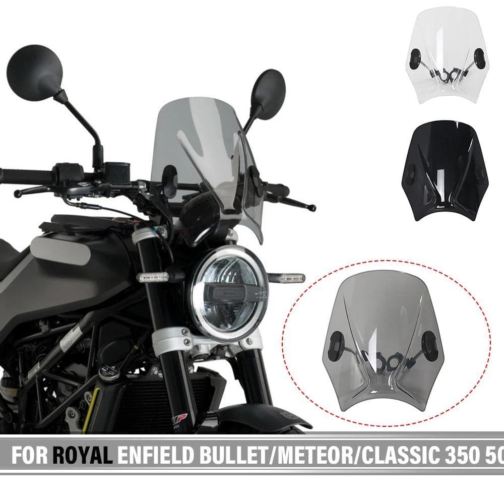 ZJ Motorcycle Windscreen Windshield Street Universal For Royal Enfield Bullet/Meteor/Classic 350 500 Interceptor 650 Con