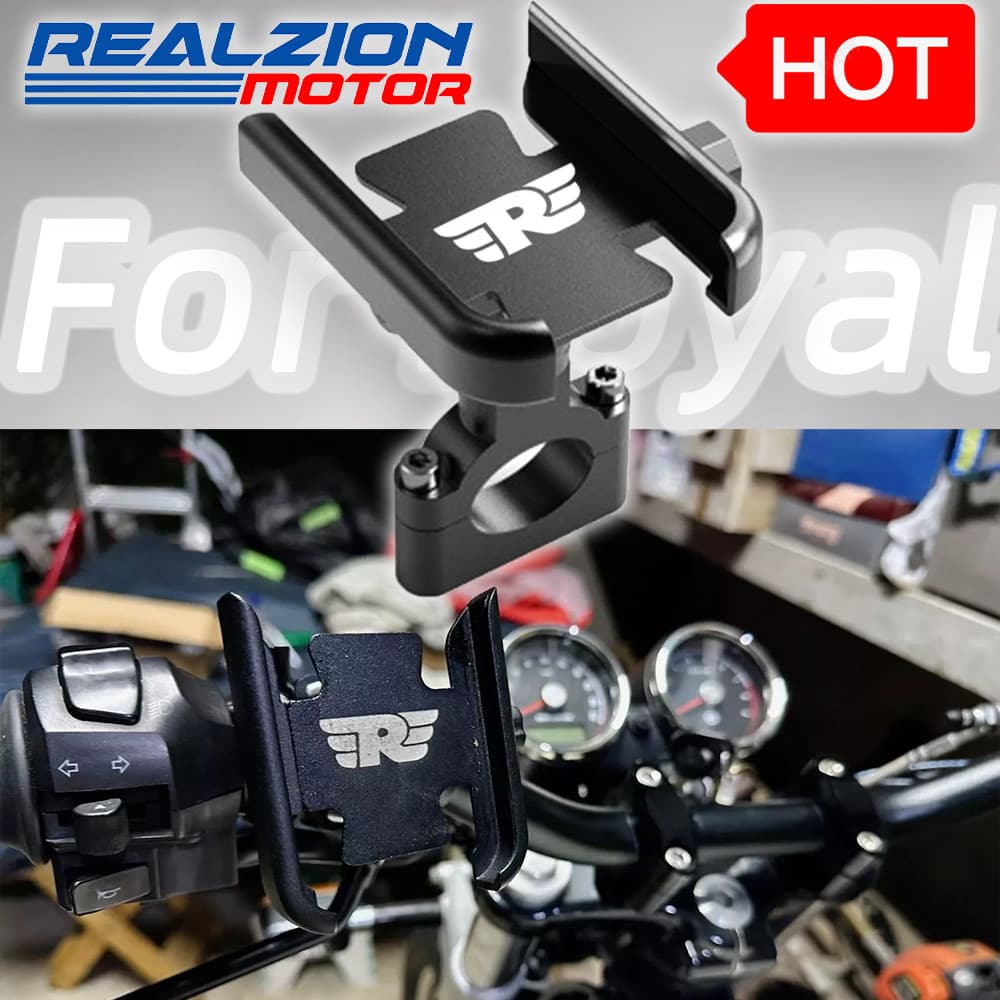 REALZION สําหรับ Royal Enfield Himalayan 411 400 Bullet/Meteor/Classic 350 500 Interceptor 650 Hunter 350 INT650 รถจักรยานยนต์ที่วางโทรศัพท์มือถือ