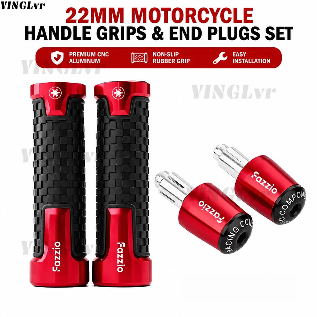 ใหม่!สําหรับ Yamaha Fazzio รถจักรยานยนต์ CNC 7/8 22 มม.Handlebar Grips พร้อมปลั๊กปลายอุปกรณ์เสริม
