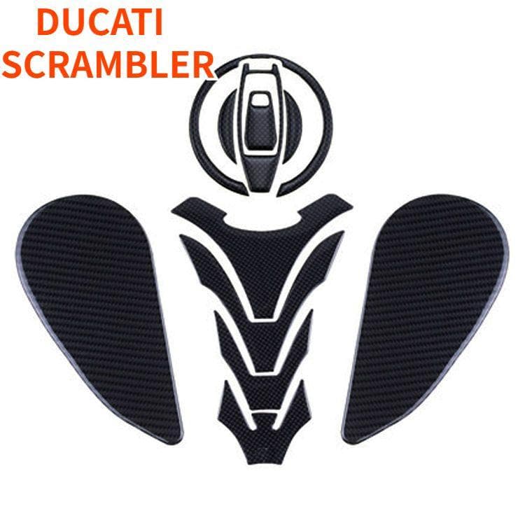 Fits DUCATI SCRAMBLER motorcycle gas tank cover stickers, resin carbon fiber texture stickers, SCRAMBLER motorcycle side scratch protection film