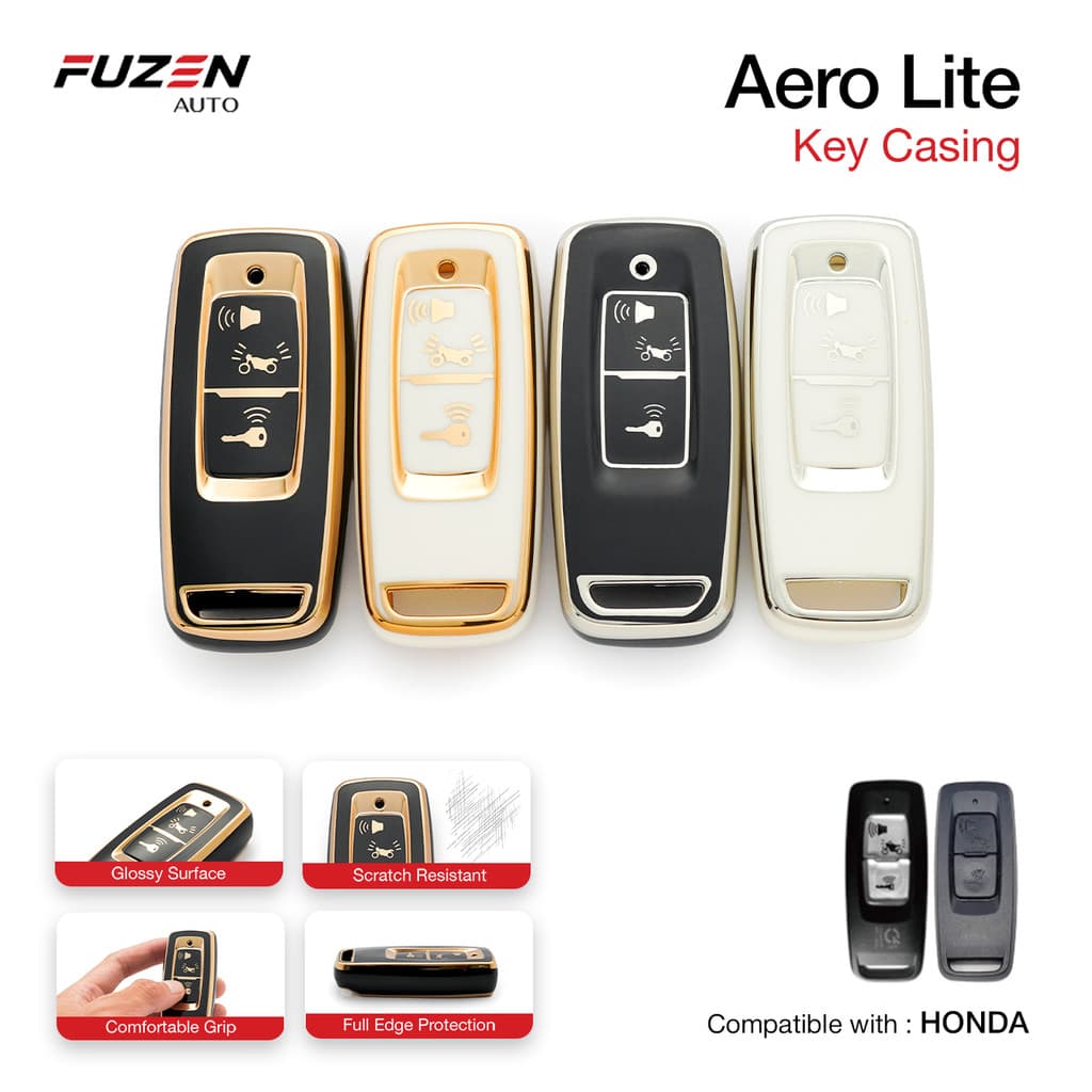 FUZEN - Aero Lite ฝาครอบกุญแจรถจักรยานยนต์สําหรับ Honda Vario 160, 125 / Scoopy / PCX 160 / ADV 160 / Stylo / Beat Deluxe TPU ปลอกกุญแจรถจักรยานยนต์กรณี