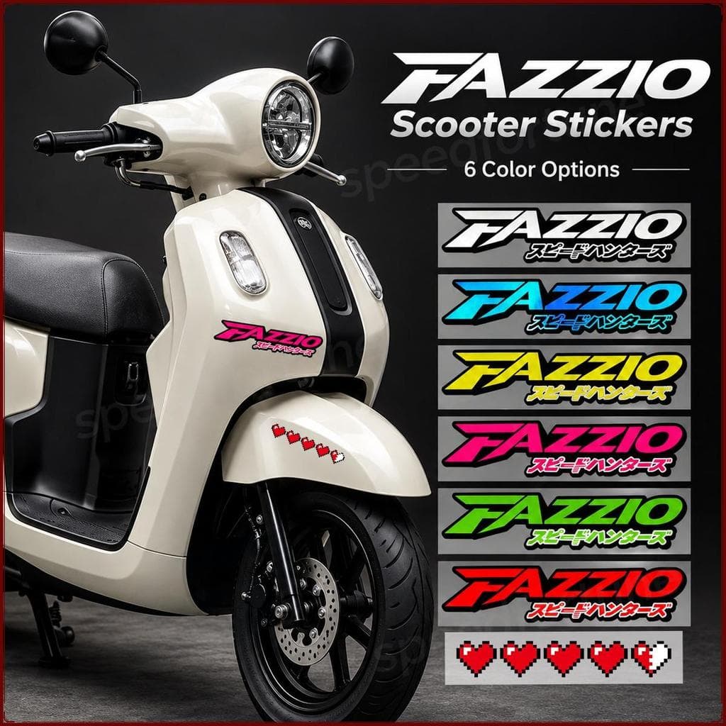 Fazzio สกู๊ตเตอร์ชุดสติกเกอร์ไวนิลตกแต่งรูปลอกพิกเซลหัวใจกราฟิกกันน้ํา UV ทนรถจักรยานยนต์ด้านข้าง Fairing สติกเกอร์การปรับเปลี่ยนอุปกรณ์เสริมสําหรับ Yamaha Fazzio
