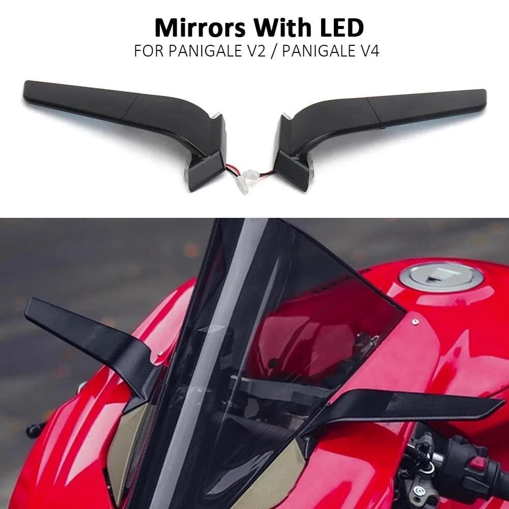 สําหรับ Ducati PANIGALE V2 2020-2023 Panigale V4 2019-2022 กระจกมองหลังรถจักรยานยนต์พร้อมไฟ LED ไฟเลี้ยวกระจกมองข้าง Blackauto ชิ้นส่วนตกแต่งรถ