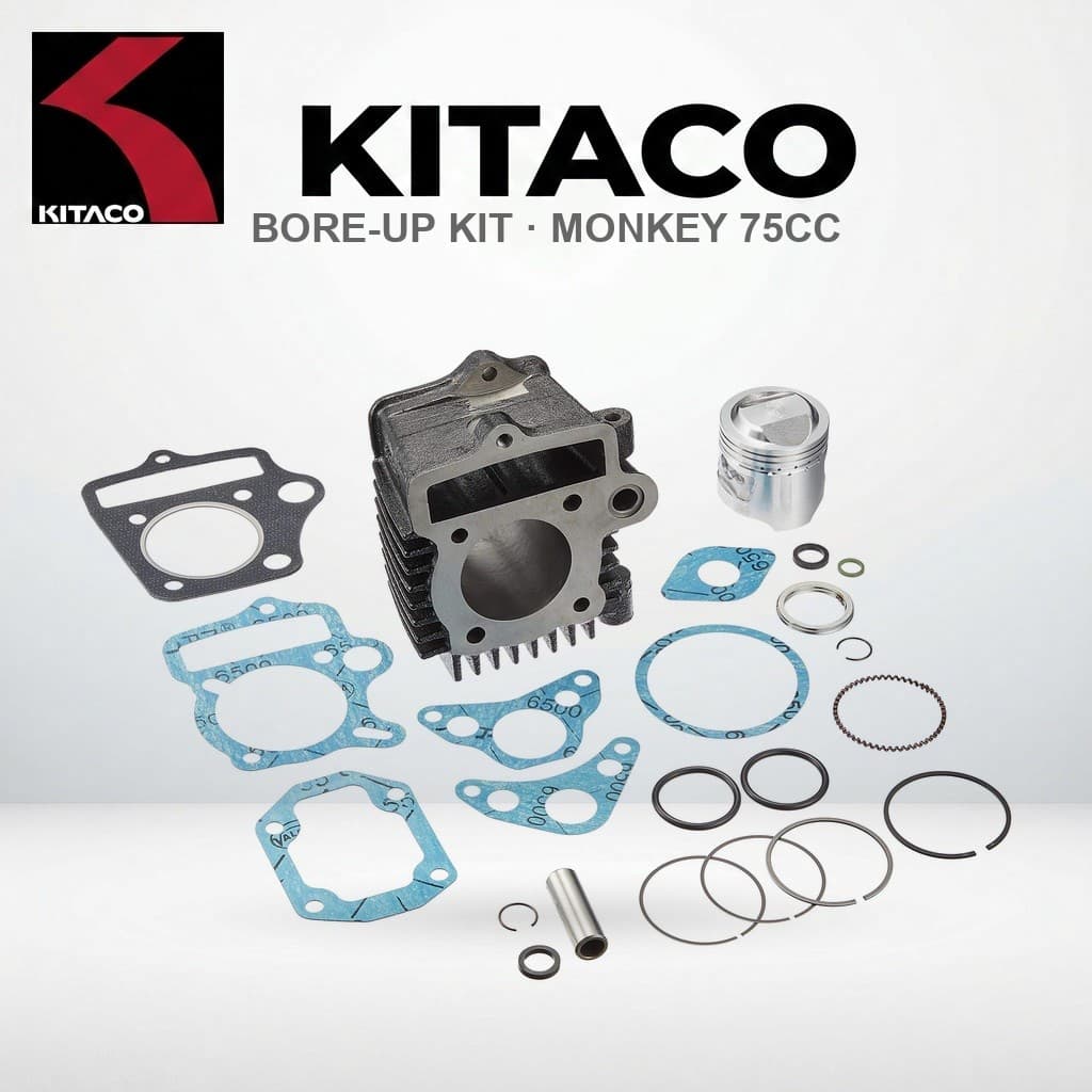 ชุดโอเวอร์ไซส์ Bore-Up KITACO LIGHT 75cc กระบอกสูบสีดำ สำหรับ Honda Monkey 212-1013480 | KITACO LIGHT Bore-Up Kit, 75cc, Black Cylinder, for Monkey, 212-1013480