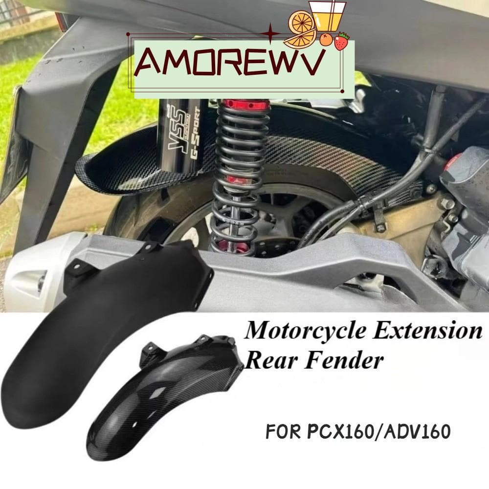 AMOR12WV บังโคลนหลัง, คาร์บอนไฟเบอร์ Extension รถจักรยานยนต์ Mudguard, สีดําด้านพลาสติก Splash Pad ฝาครอบป้องกันสําหรับ PCX160/ADV160 อุปกรณ์เสริมรถจักรยานยนต์