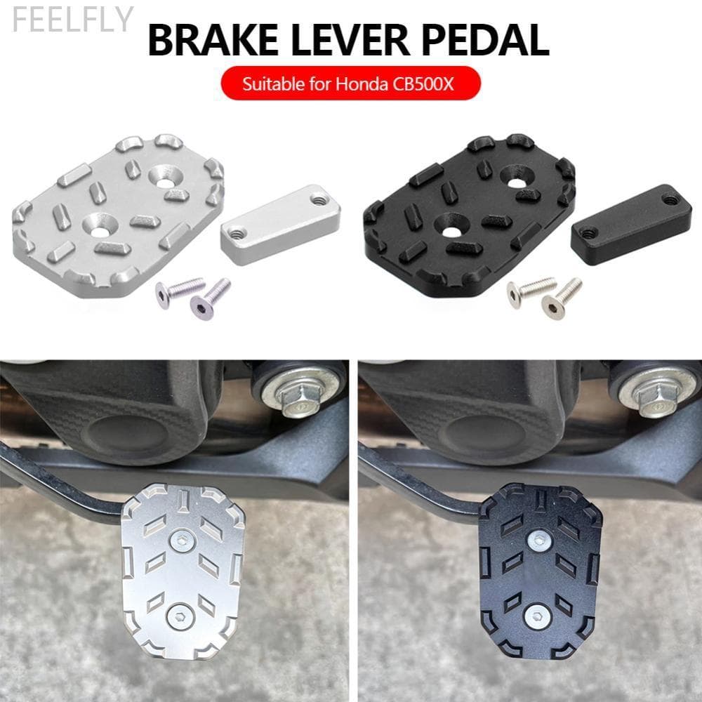 FEELFLY CNC อลูมิเนียมรถจักรยานยนต์ด้านหลังเท้าเบรคเหยียบ Extension Pad ขยาย Anti-Slip Footrest Extender สําหรับ Honda CB500X CB400X CB400F CB500F CB300R H6Q2