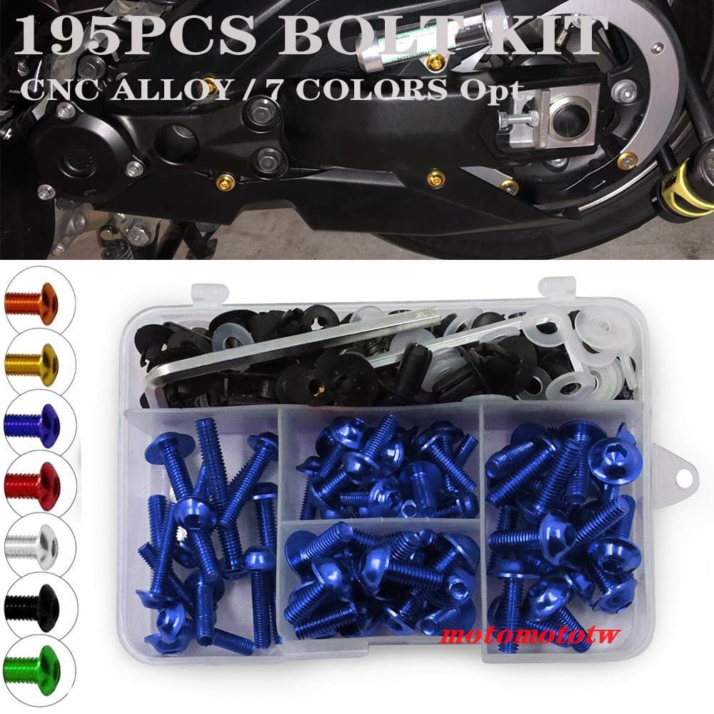 [ขายร้อน] Yamaha 195PCS CNC M6 M5 Fairing Bolt Kit Body Screw Nut เหมาะสําหรับ Yamaha R1 R6 R3 FZ1 FZ6 FZ8