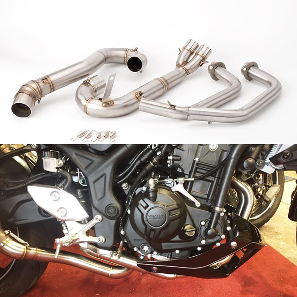 รถจักรยานยนต์ไอเสีย Fit สําหรับ Yamaha R25 R3 MT03 MT-03 2014 -2021 R25 ท่อด้านหน้า R3 Link ท่อ R25 ไอเสีย MT03 header r3 ท่อไอเสีย