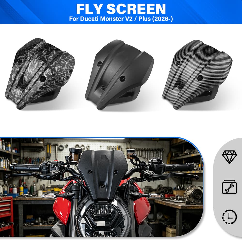 อุปกรณ์เสริมรถจักรยานยนต์ ABS Fly หน้าจอด้านหน้ากระจกขนาดเล็ก Fairing สําหรับ Ducati Monster V2 Monster V2 Plus Fly หน้าจอ