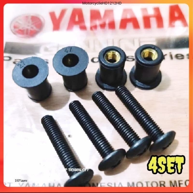 ต้นฉบับ 4 ชุด VISOR BOLT SHIELD WINGSIL YAMAHA N MAX AEROX R15 R25 LEXI X RIDE X MAX RUBBER BOLT NUT neww $ Co PART