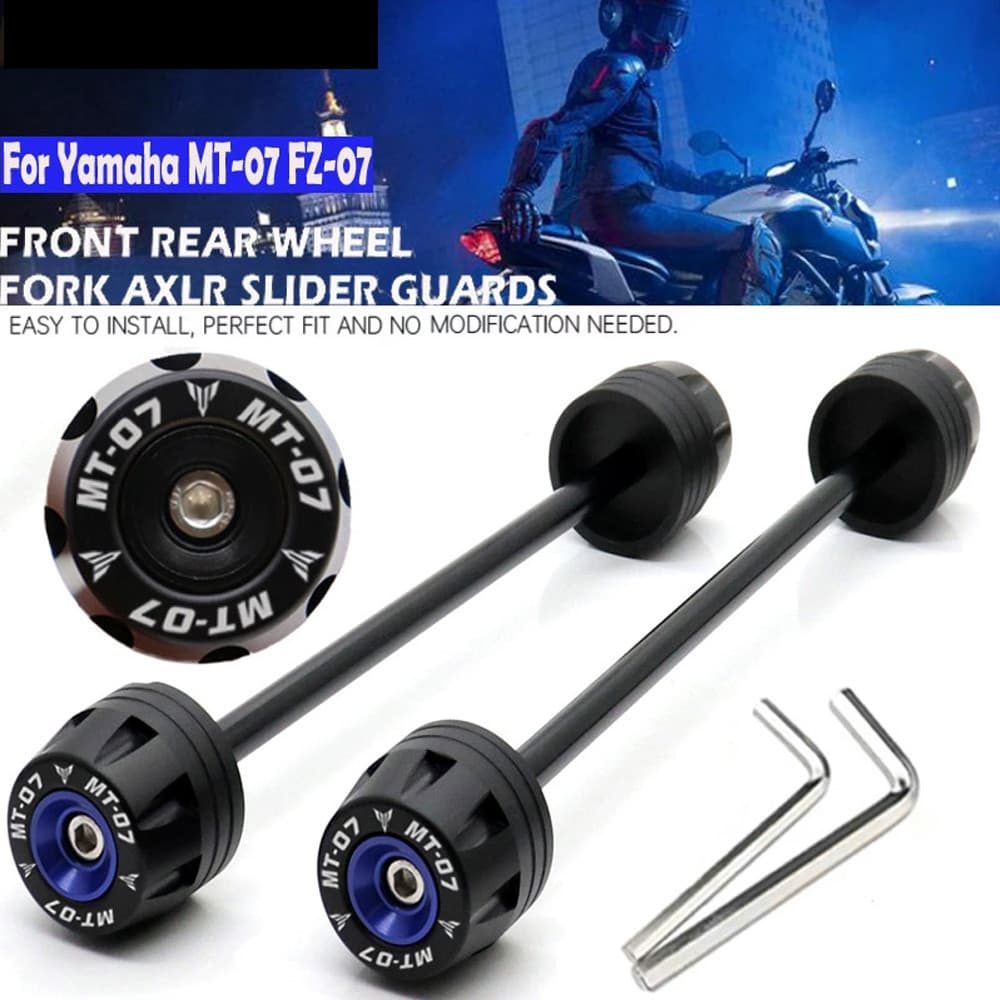 ด้านหลังเพลาด้านหน้าส้อม Crash Slider สําหรับ YAMAHA MT-07 MT07 MT 07 2021-2023 รถจักรยานยนต์ล้อ Protector MT 07