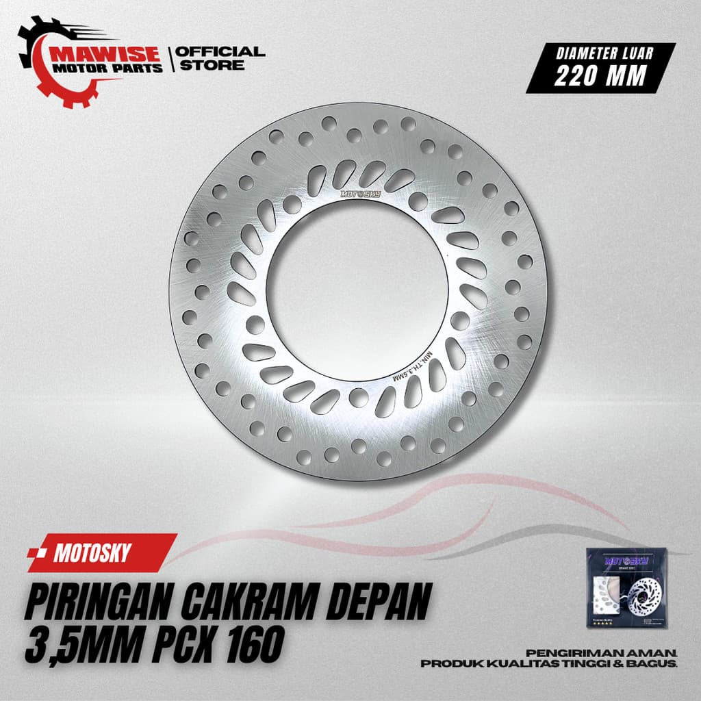 แผ่นดิสก์ด้านหน้า 3.5 มม. PCX 160 MOTOSKY - ดิสก์เบรกหน้า PCX 160 45351-K1Z-N01 PCX 160 K1Z 2021 2024 PCX 160 K1ZV 2024 2026