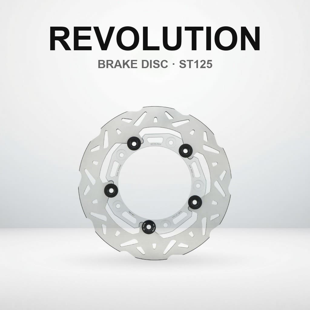 จานดิสก์เบรกหน้า CNC ลอยตัว Revolution 220mm สำหรับ Honda Dax125/Monkey125/Grom/ST125 (เงิน/ดำ) | Revolution CNC Floating Front Disc Rotor, 220mm, for Honda Dax 125 / Monkey 125 / Grom / ST125, Silver / Black