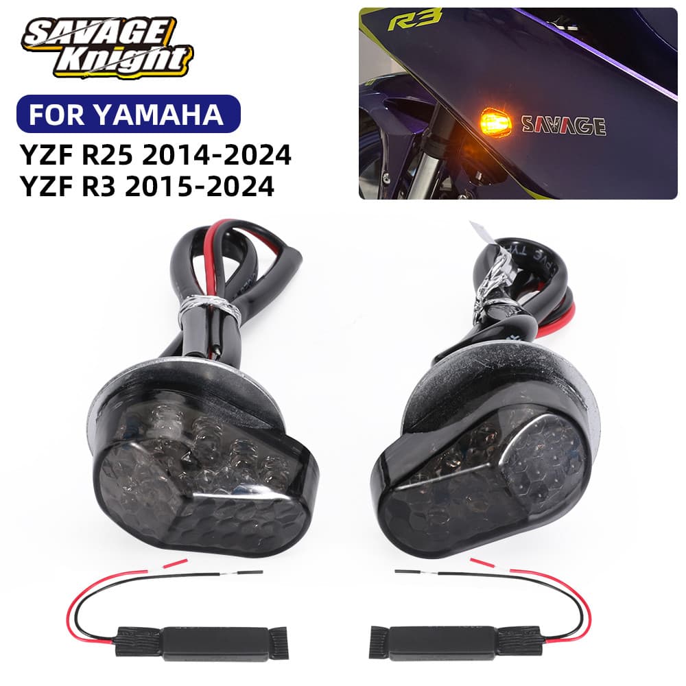 SA ควันไฟเลี้ยว LED ไฟสัญญาณสําหรับ YAMAHA YZF R3 R25 2014-2024 Flush Mount Blinker YZF-R3 YZF-R25 YZFR25 YZFR3 Flasher