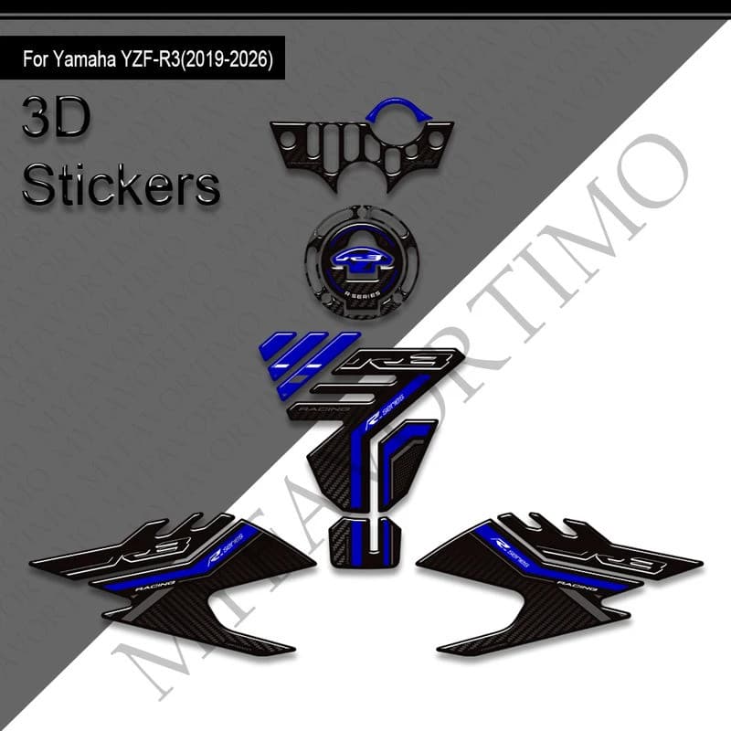 2026 รถจักรยานยนต์สําหรับ Yamaha YZF-R3 YZFR3 YZF R3 ถัง Pad TankPad Cap Grips การใช้สติกเกอร์เข่า Decals ป้องกัน 2017 - 2025