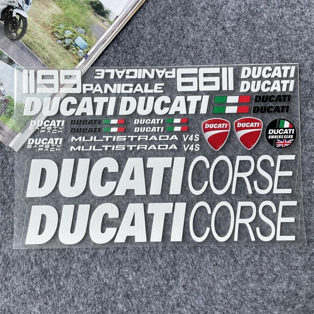 สําหรับสติกเกอร์ DUCATI อุปกรณ์ตกแต่งรถจักรยานยนต์ตกแต่ง Panigale 1199 Multistrada Panigale Scrambler Monster Desert X Streetfighter สติกเกอร์ไวนิลสะท้อนแสงกันน้ํา