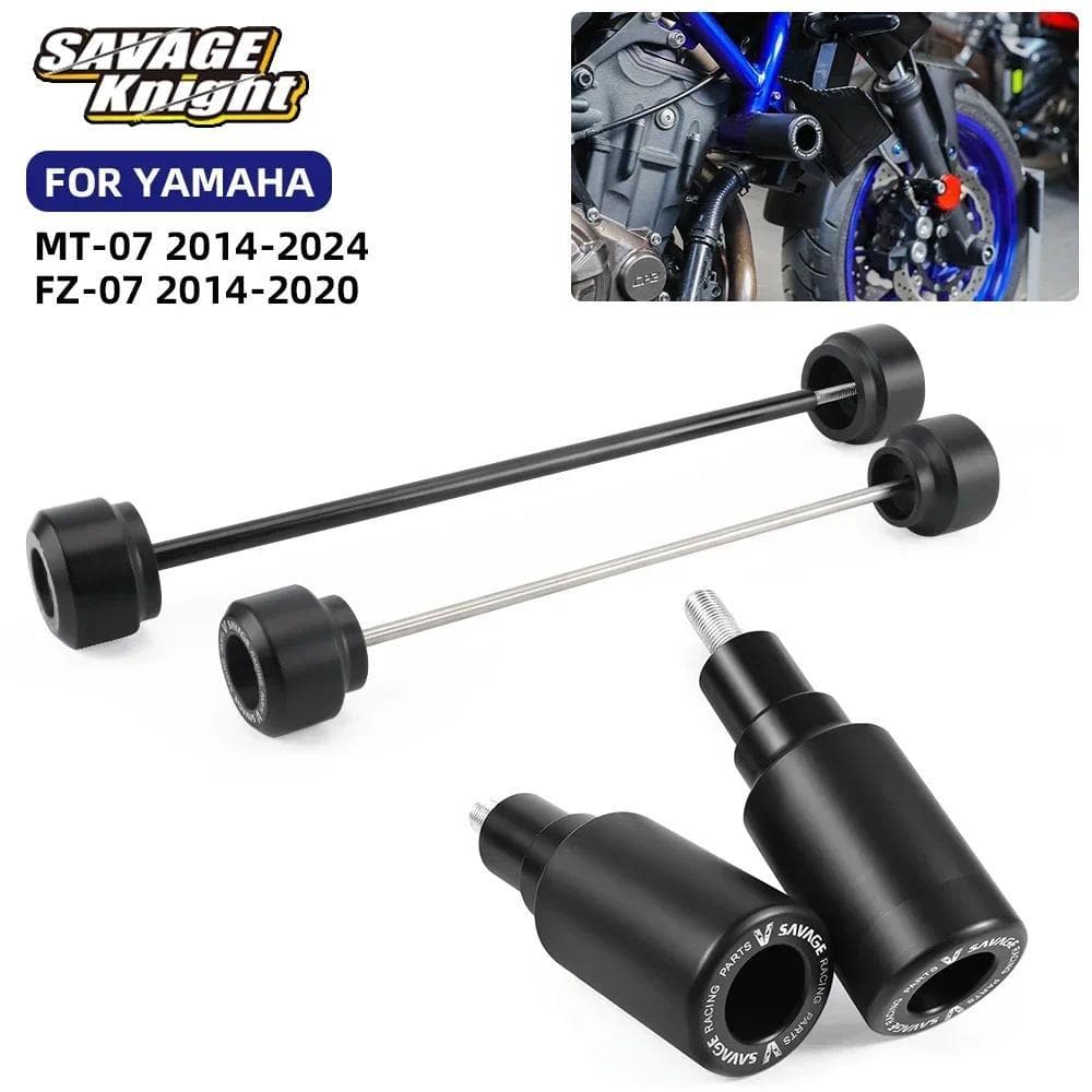 SA สไลเดอร์เฟรม MT07 ปี 2024 สำหรับล้อหน้าและล้อหลัง สำหรับ Yamaha MT-07 FZ-07 ปี 2014-2023 แกนสวิงอาร์ม MT 07 ขาตั้ง FZ