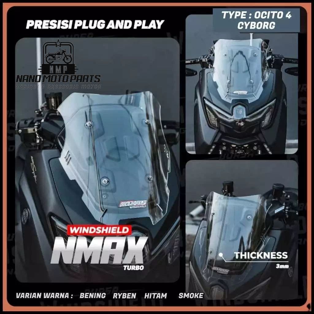 VISOR NMAX TURBO NMAX NEO TECHMAX OCITO CYBORG STYLE WINDSHIELD NMAX TURBO OCITO CYBORG STYLE - FJL.variation