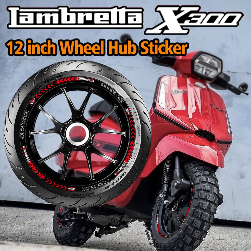 Lambretta X300 ล้อ Hub สติกเกอร์ 12 "สะท้อนแสงกันน้ํา Decal รถจักรยานยนต์ Stripes Patch ตกแต่ง 3D นุ่ม ITALIA ธง Decal สําหรับ Lambretta X300 อุปกรณ์เสริม