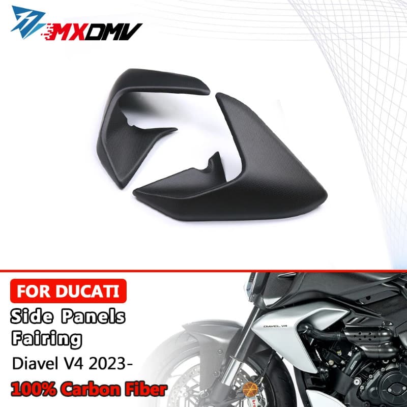 For Ducati Diavel V4 2023 + 100% 3K Carbon Fiber Side Panels Fairing Kit Motorcycle Accessories