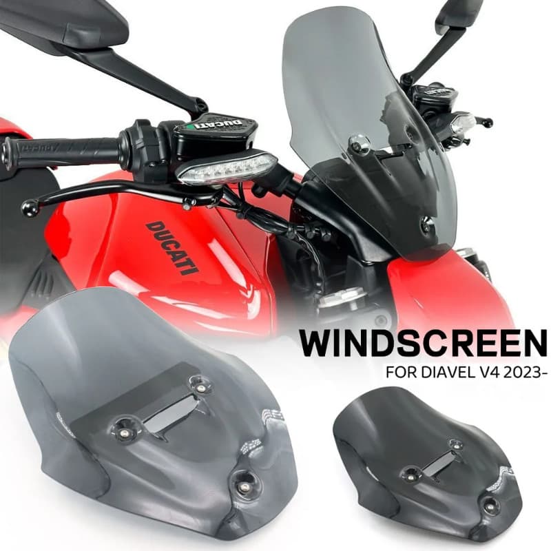 FOR DUCATI Diavel V4 2023 Motorcycle Windshield Windscreen Air Wind Deflector Black Motorcycle Acce