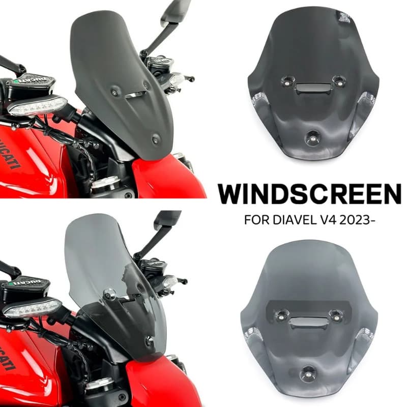 2024 New Motorcycle Accessories 3mm Windscreen Touring Dark Smoked FOR DUCATI Diavel V4 2023 Wind D