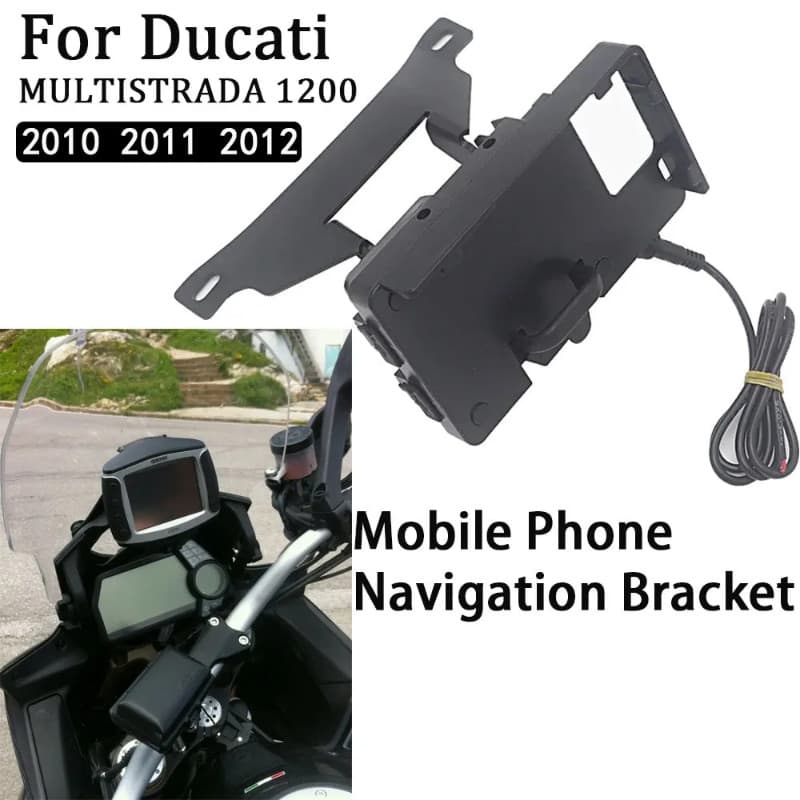 For Ducati MULTISTRADA 1200 2010 2011 2012 Multistrada 1200 Mobile Phone Navigation Bracket USB Cha