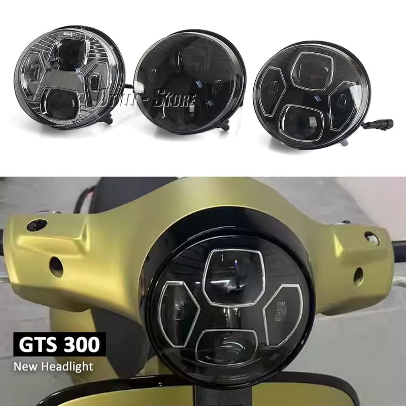 GTS300 LED Headlight New Motorcycle Accessories Front Headlamp 3 Color For Vespa GTS 300 Gts300 gts