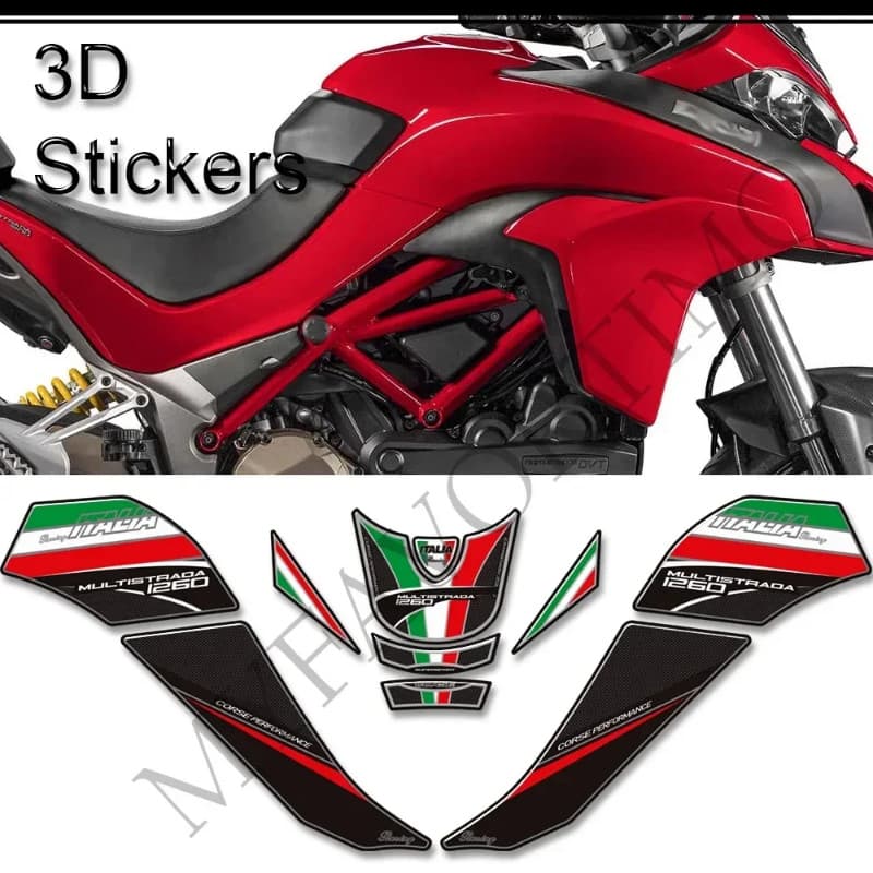 MULTISTRADA 1260S Fit Ducati Motorcycle Tank Pad 3D Decals  Decals Grips Gas Fuel Oil Kit Knee Prot