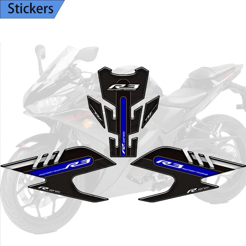 2019-2022 Tank Pad Side Grips Gas Fuel Oil Kit Knee Decals Protector Fit YAMAHA YZF R3 YZF-R3 YZFR3