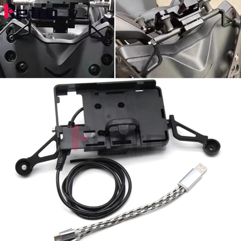 USB Charger Phone Holder Stand Bracket for Yamaha XMAX300 XMAX250 XMAX125 X-MAX 300/250/125 Motorcy