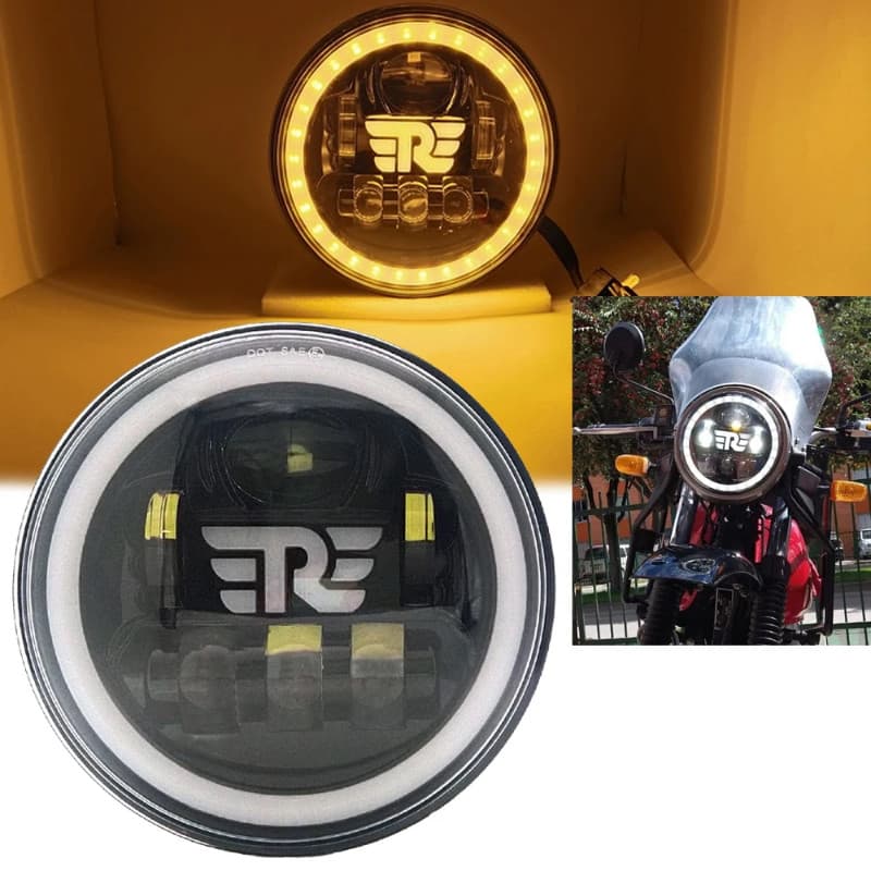 7 inch Motorcycle Headlight LED Lights Halo DRL Lamp For Royal Enfield Himalayan 400 411 650 350 Ca
