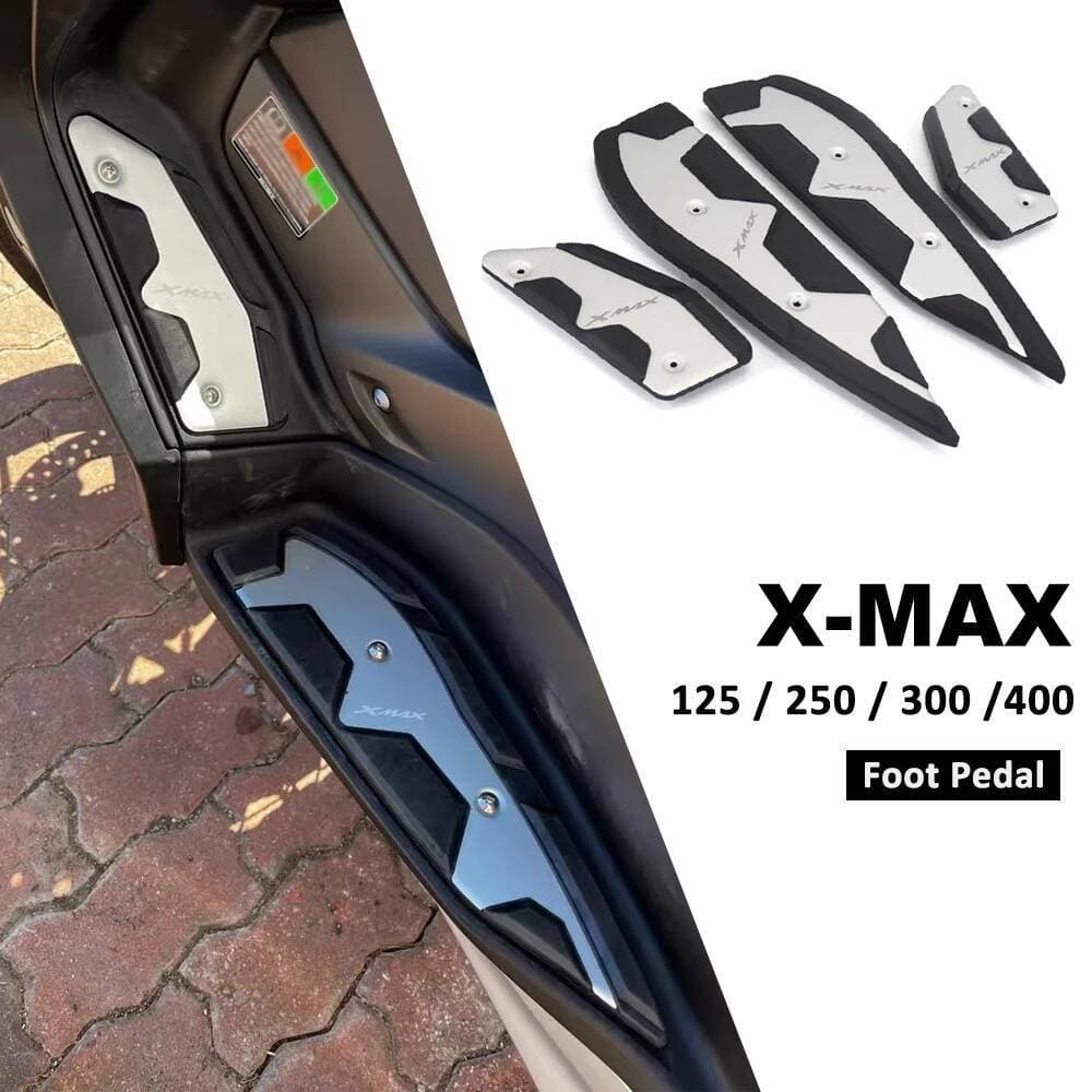 รถจักรยานยนต์สําหรับ YAMAHA XMAX 400 300 250 125 เหยียบลื่นเท้า Pad เหยียบอลูมิเนียม + ยาง X-MAX125 X-MAX250 X-MAX 300 X-MAX 400