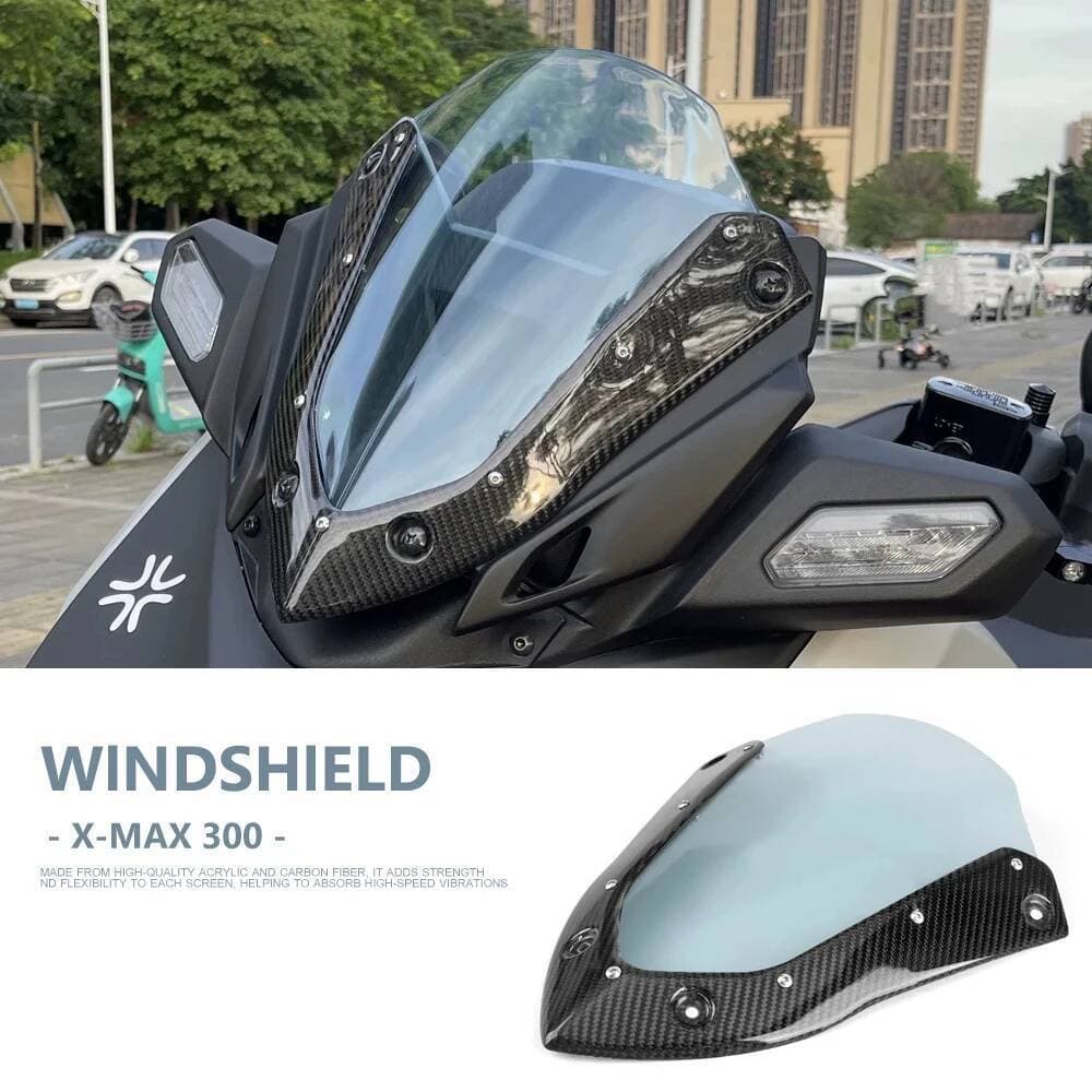 X-MAX 300 กระจกรถจักรยานยนต์กระจกกีฬา Wind Deflector Visor หน้าจอคาร์บอนไฟเบอร์สําหรับ Yamaha XMAX300 XMAX 300 X-Max300