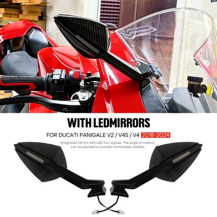 For Ducati Panigale V4S V4 Panigale V2 2018-2024 Motorcycle Mirror LED Turn Light Signals Folding R