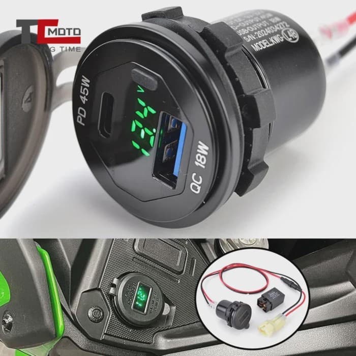 Versys650 Motorcycle Camera Cellphone USB Fast Charger Accessories with Relay for Kawasaki Versys 6