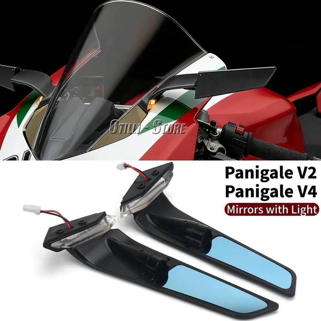 กระจกมองข้างรถจักรยานยนต์กระจกมองหลังพร้อมไฟเลี้ยว LED สําหรับ Ducati Panigale V2 2020-2023 PANIGALE V4 2019-2022