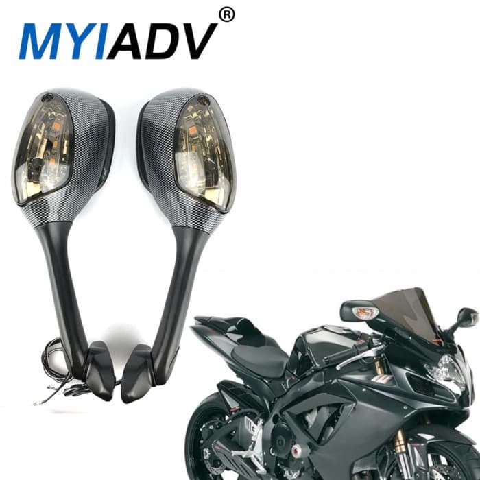 Motorcycle Rearview Side Mirrors LED Turn Signal Light Mirror For Suzuki GSX-R600 GSX-R750 GSX-R100