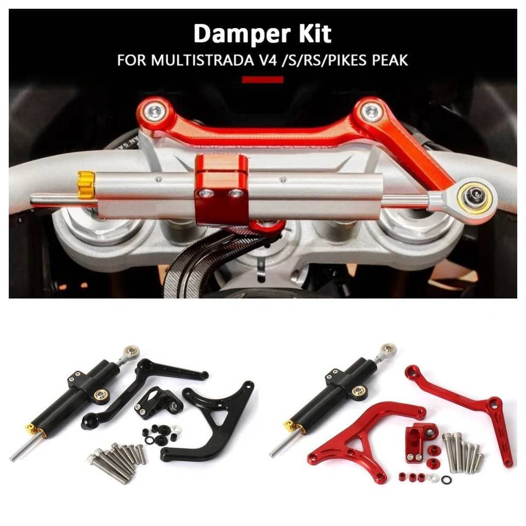 รถจักรยานยนต์พวงมาลัย Stabilizer พร้อม Damper Bracket Mount Kit สําหรับ Ducati Multistrada V4 S 2021-2024 MULTISTRADA V4 RS
