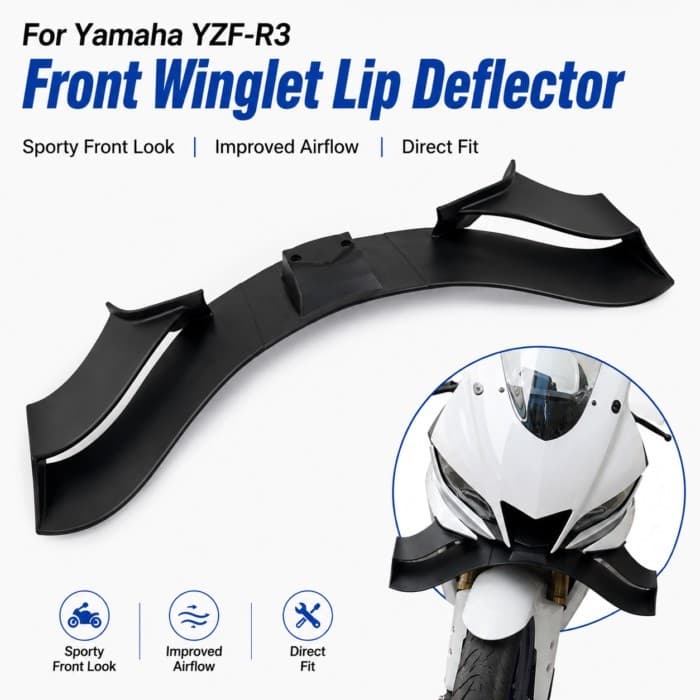Motorcycle Front Lip Spoiler Winglet Beak Fairing Cover Compatible With Yamaha YZF-R3 R3