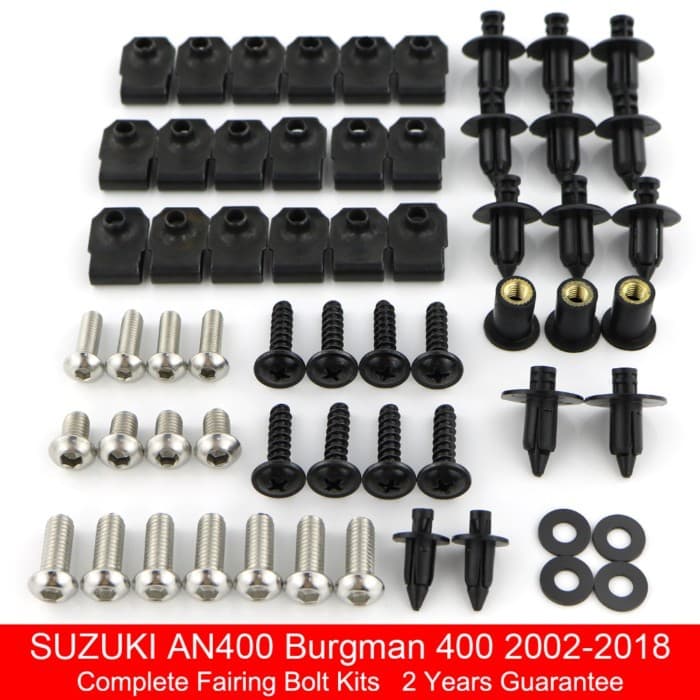 Fit For Suzuki AN400 Burgman 400 2002-2018 Motorcycle Complete Full Fairing Bolts Kit Fairing Clips