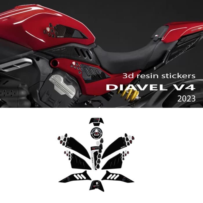 Motorcycle Accessories 3D Epoxy Resin Sticker Protection Kit for Ducati Diavel V4 2023 diavel V4 Ta
