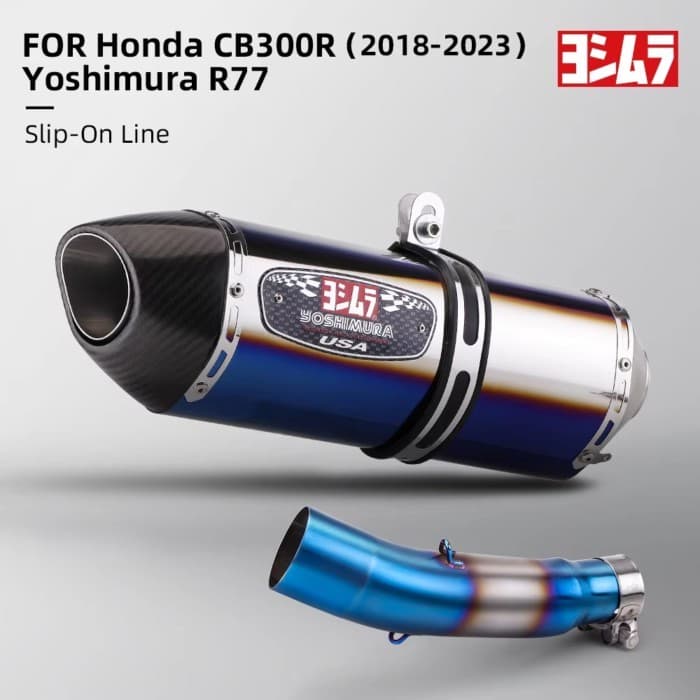 For Honda CB300R 2018-2023 Motorcycle Exhaust System Slip On Middle Link Pipe With Yoshimura R77 Ca