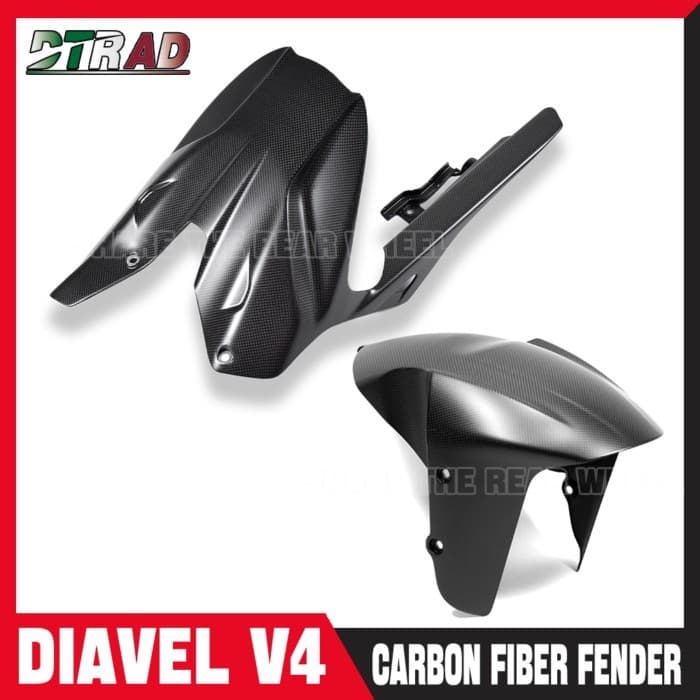 For DUCATI Diavel V4 2023 2024 Real Carbon Fiber Front Fender & Rear Hugger Mudguard With Chain Gua
