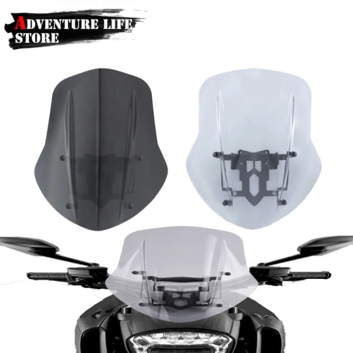 Windshield Windscreen With Adapter Mounting Bracket Kits For Ducati Diavel 2014-2018 Motorcycle Win