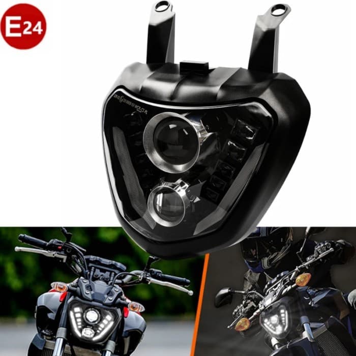 E-MARK E24 LED Motorcycle Front Headlight With White DRL For Yamaha MT 07 FZ 07 MT07 MT-07 FZ-07 20