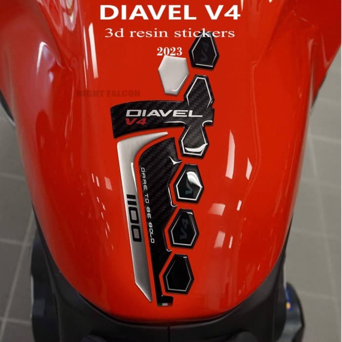Motorcycle Accessories Tank Pad Protector 3D Epoxy Resin Sticker Kit For Ducati Diavel V4 2023-